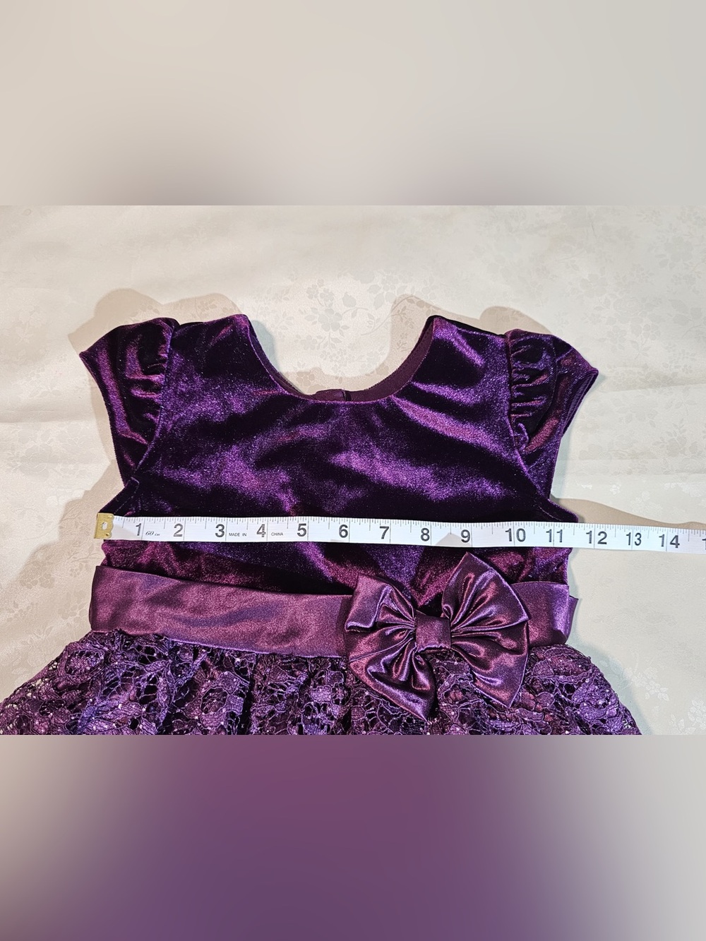 Joanna Michelle Girls Purple Velvet Lace Party Dress Size 4T - Picture 5 of 12